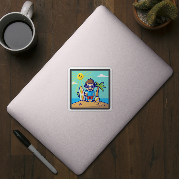Cute Boy On the Beach In Summer Day by Catalyst Labs